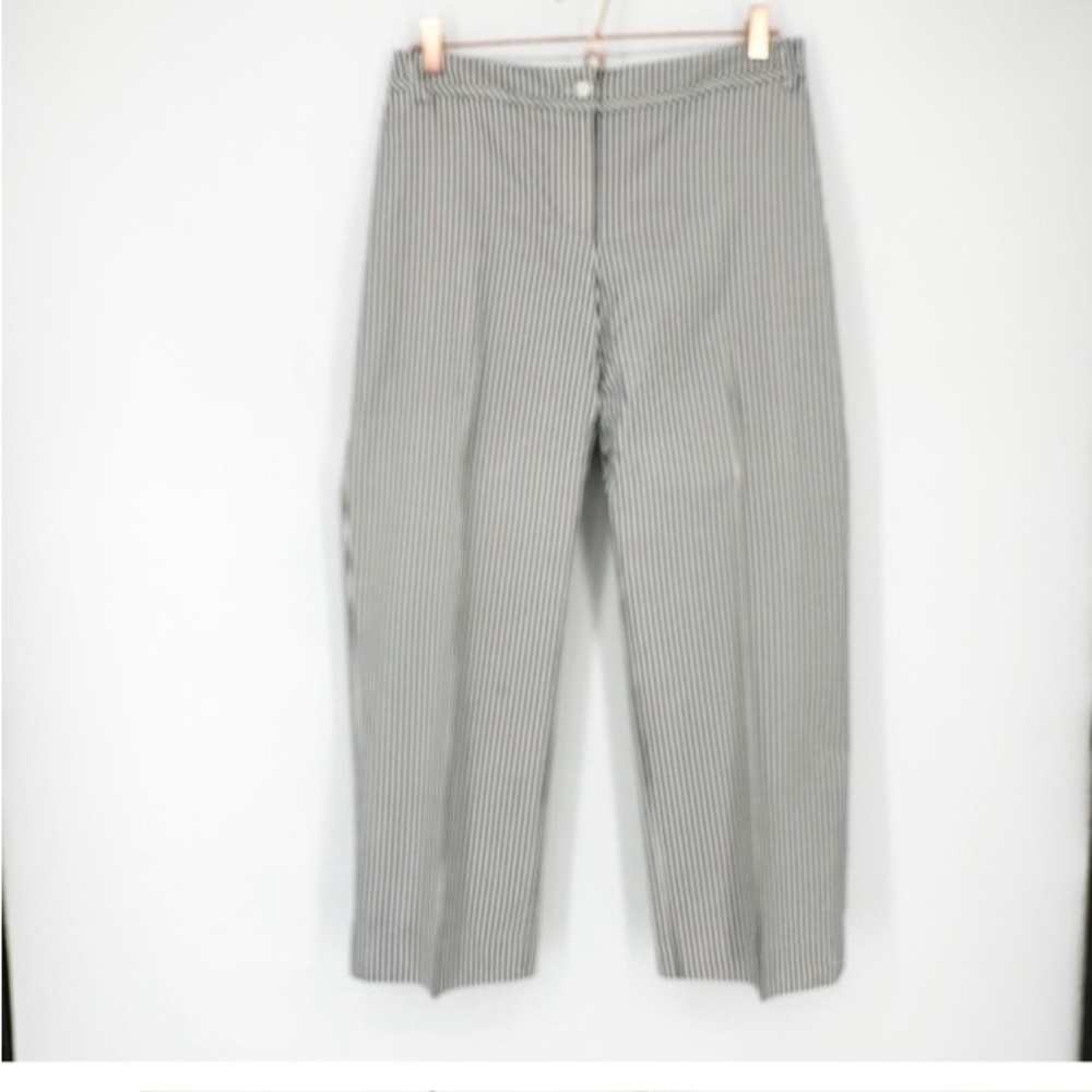 St John Black White Striped Pants Size 8 -